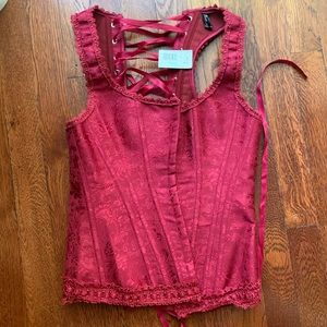 Racerback corset- adjustable size 32, burgundy